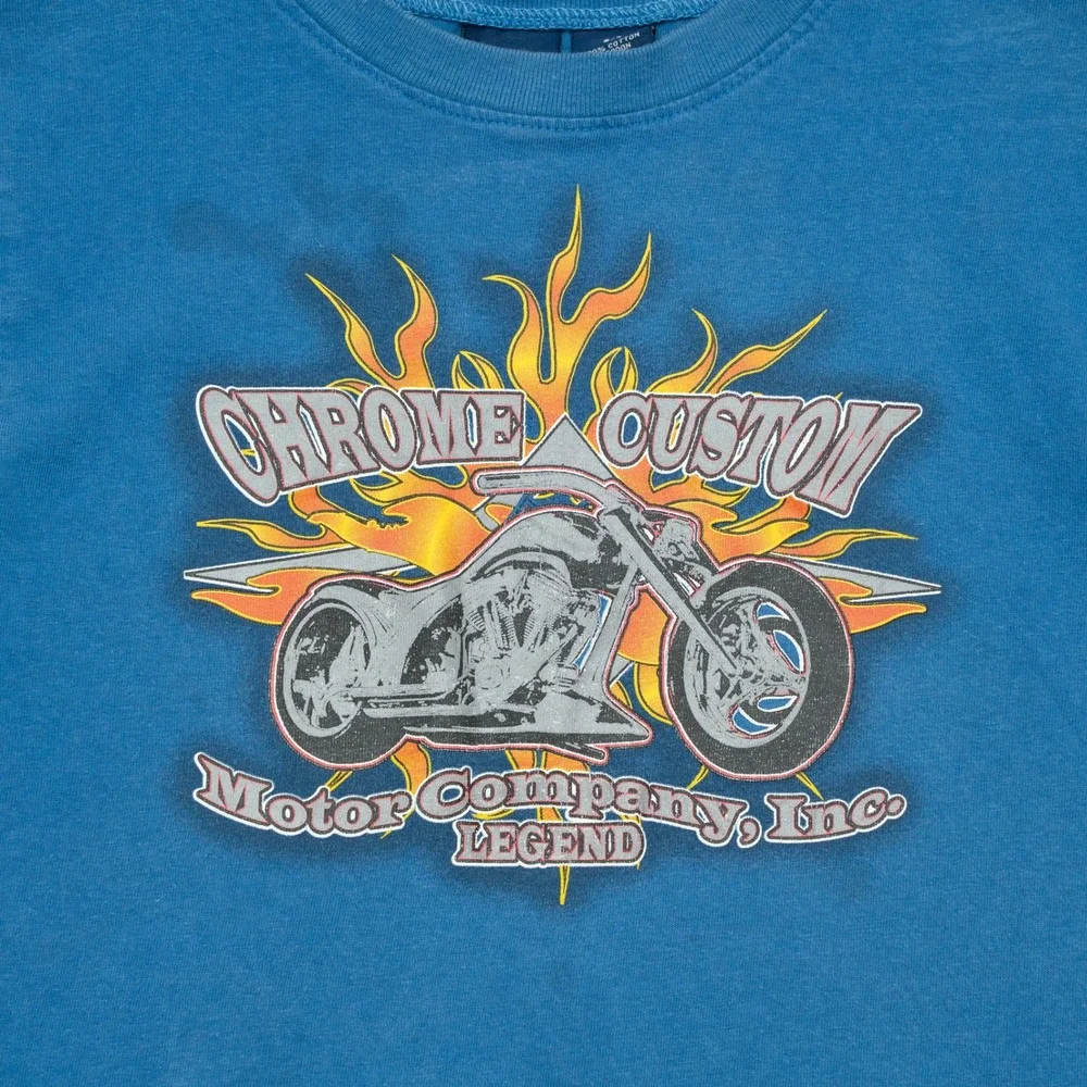 Vintage Y2k 2000s Boys Basic Editions Blue Chrome‎ Custom Choppers T Shirt 6/7